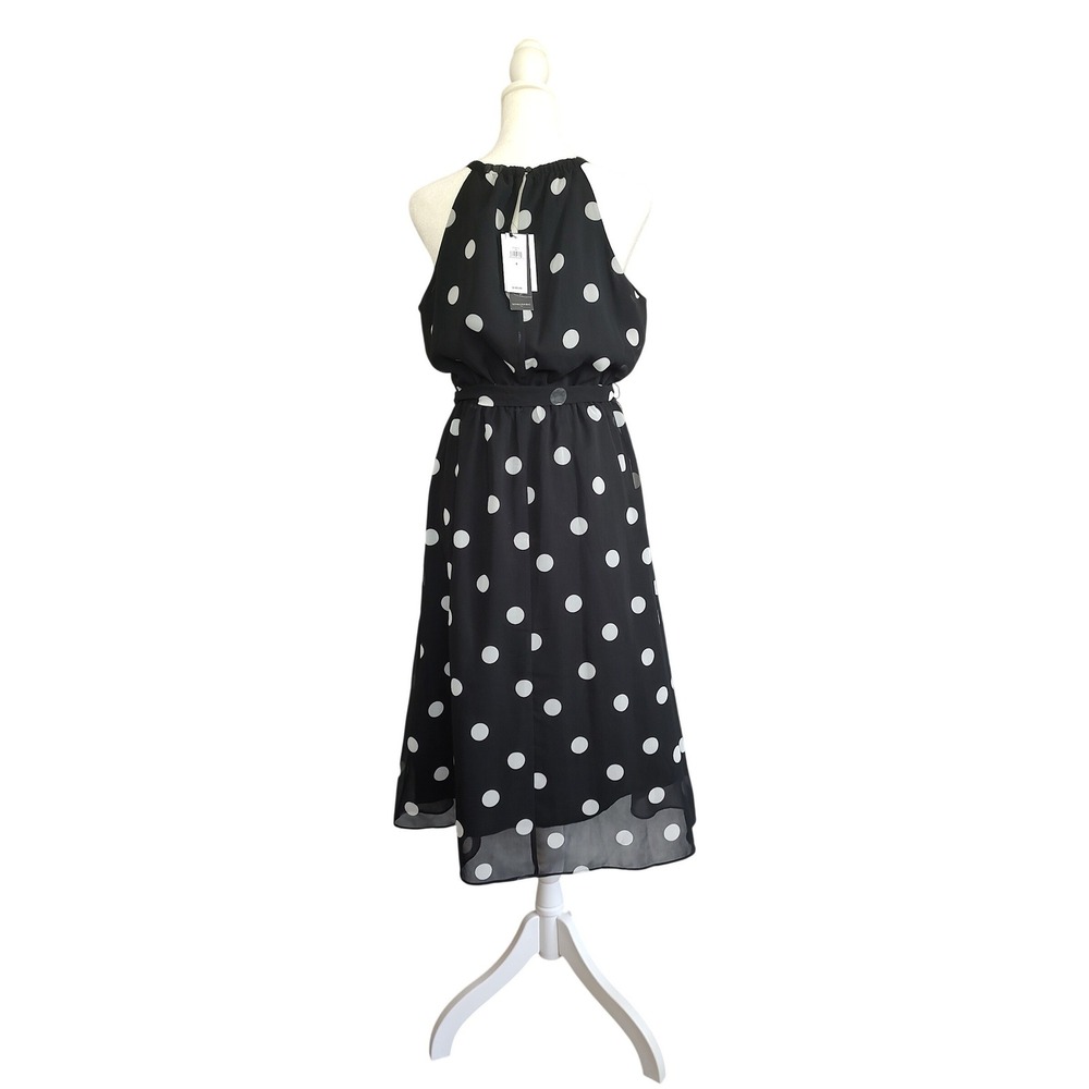 Banana Republic Womens Black White Polka Dot Halter Midi Dress Size 4 NWT - Picture 2 of 7